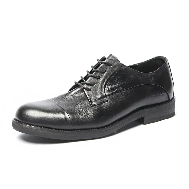 

Retro Round Toe Lace Up Men Business Casual Shoes Genuine Leather Men Handmade Designer Men Oxford Formal Shoes