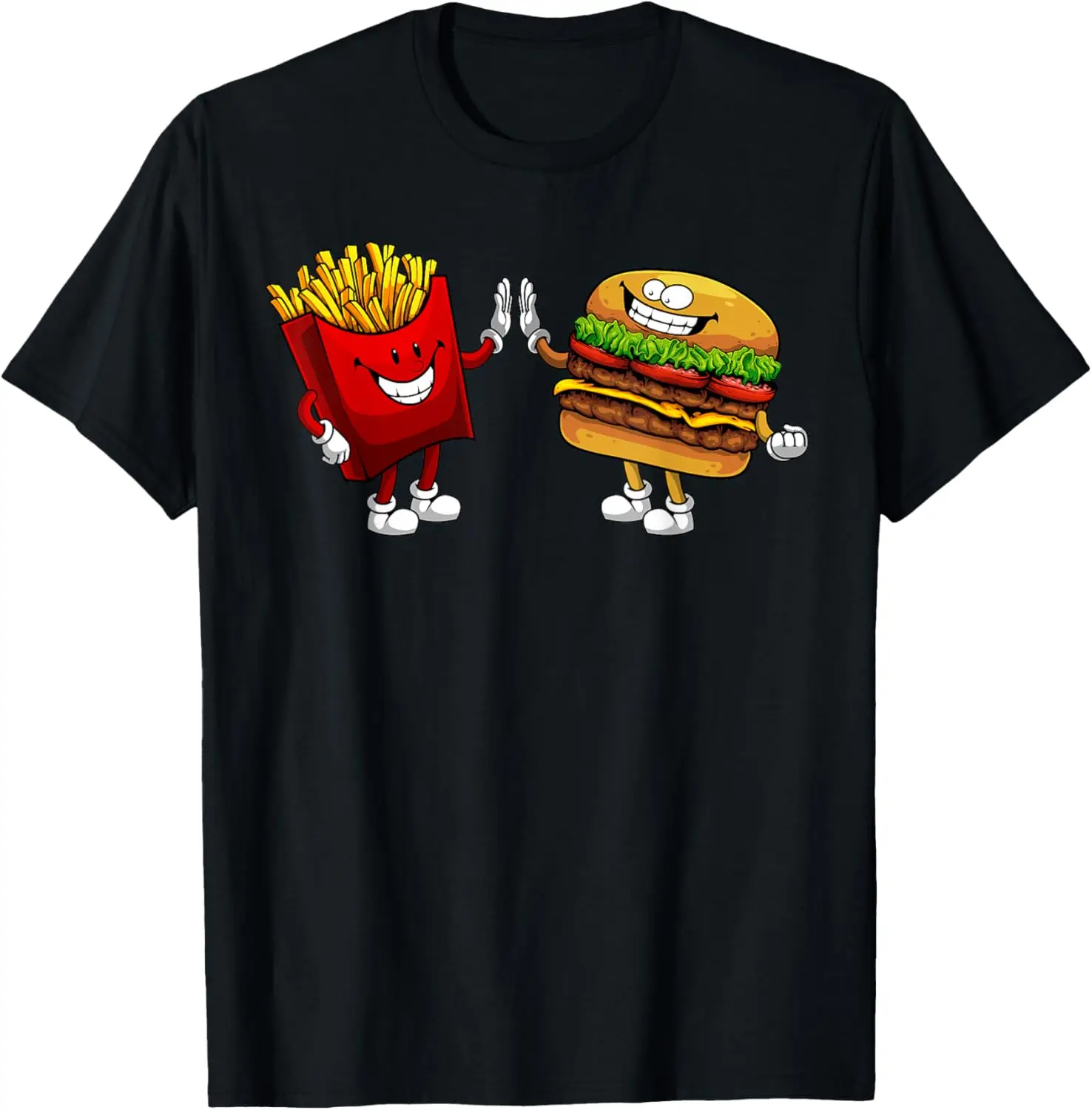 Cute Hamburger Art Men Women Hamburger French Fries Lovers T-Shirt