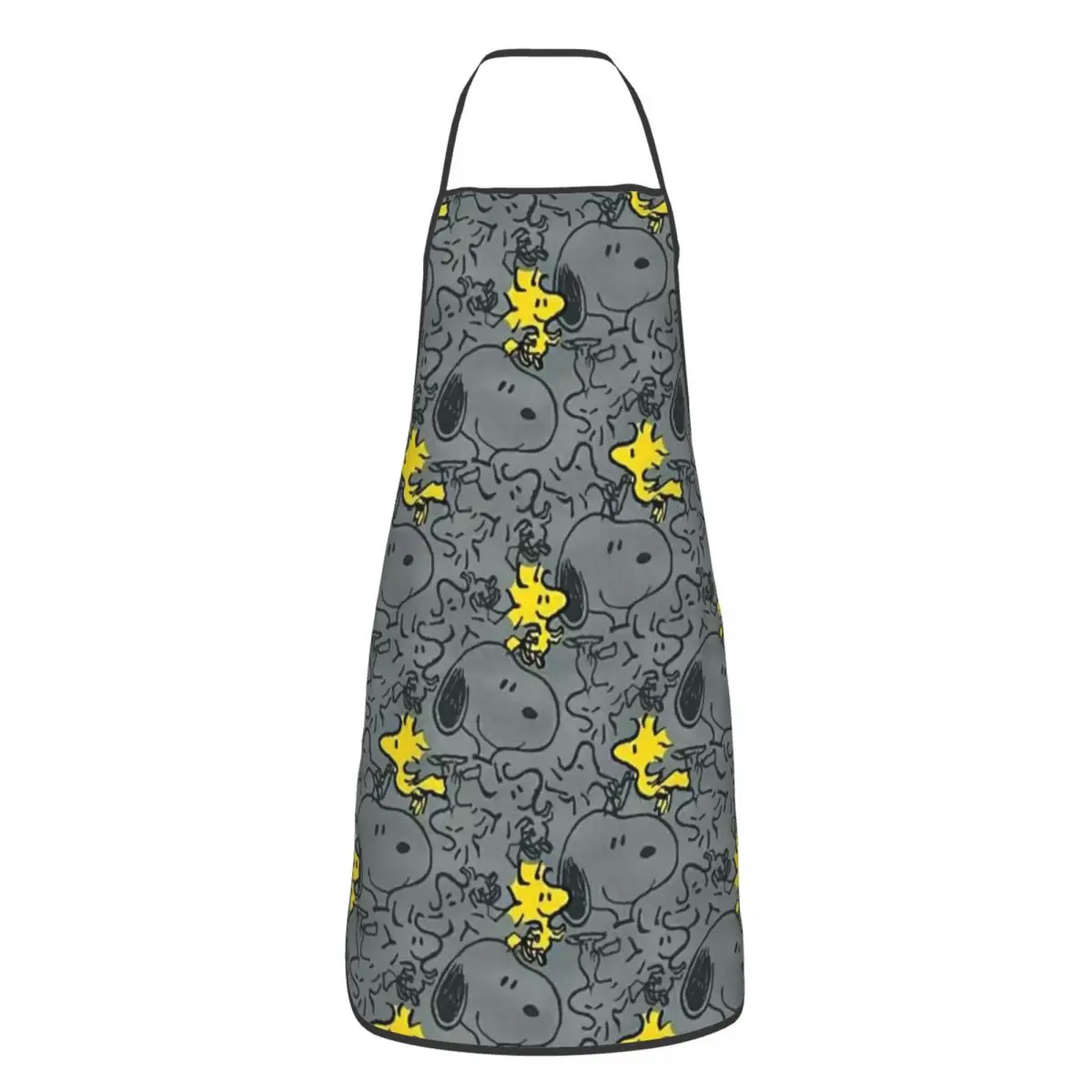 Custom S-Snoopys Woodstock Anime Pattern Bib Aprons Men Women Unisex Kitchen Chef Tablier Cuisine for Cooking Baking Painting