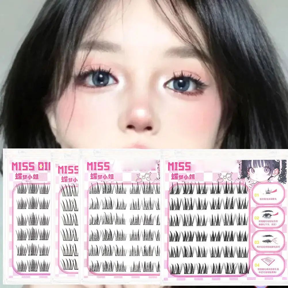 6 Rows Camellia Glue-free Large-capacity False Eyelashes, Natural Upper And Lower Eyelashes, Daily Makeup False Eyelashes