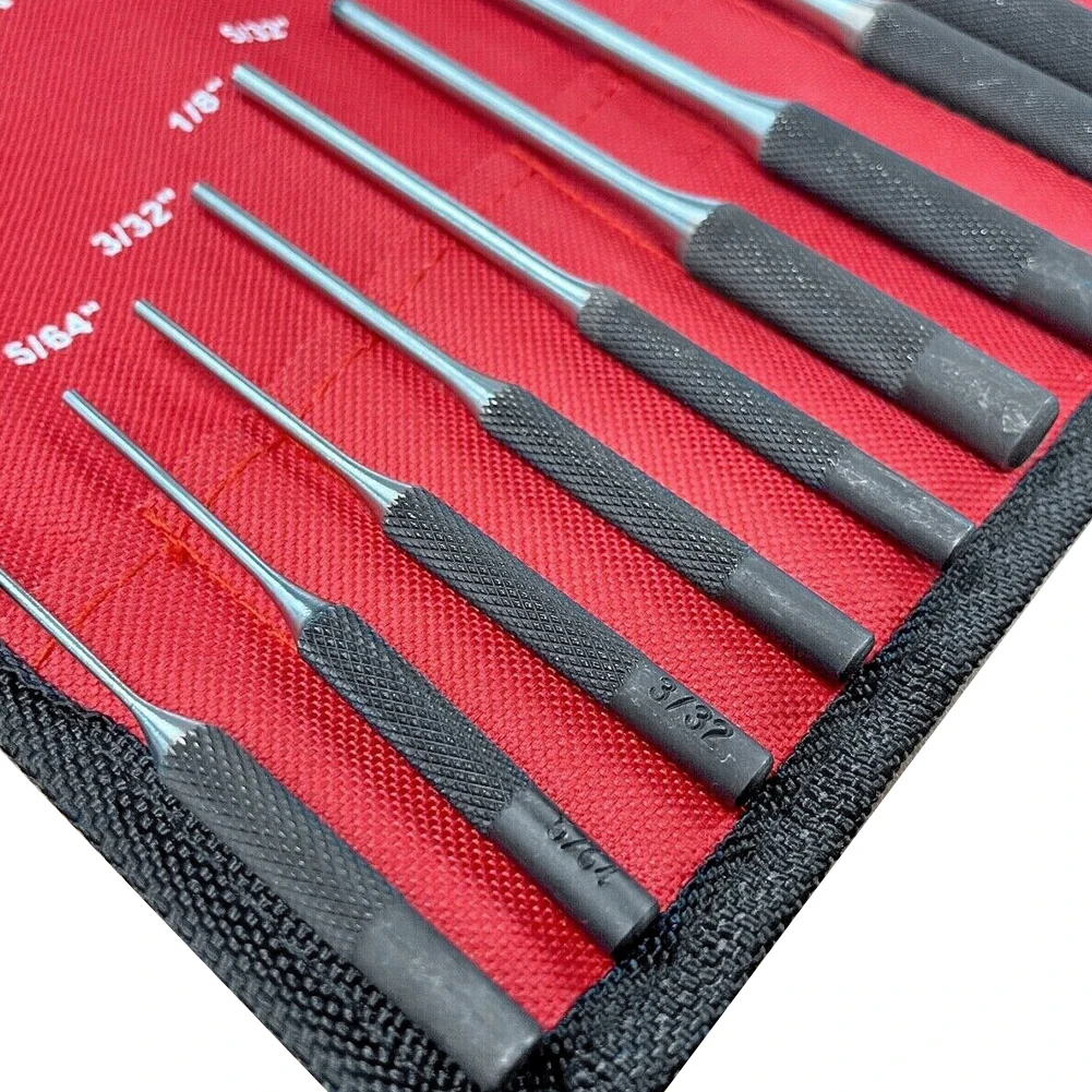 9Pcs Roll Pin Punch Set Bolt Catch Gun Building Removing Repair Tool Canvas Pouch