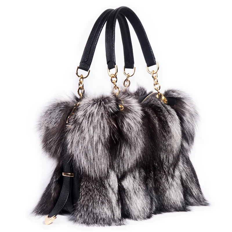 2023 New Clothing Designer Luxury Soft Fox Hair High-end Handbag Fashion Large Capacity Charm Women\'s Special Fur Bag