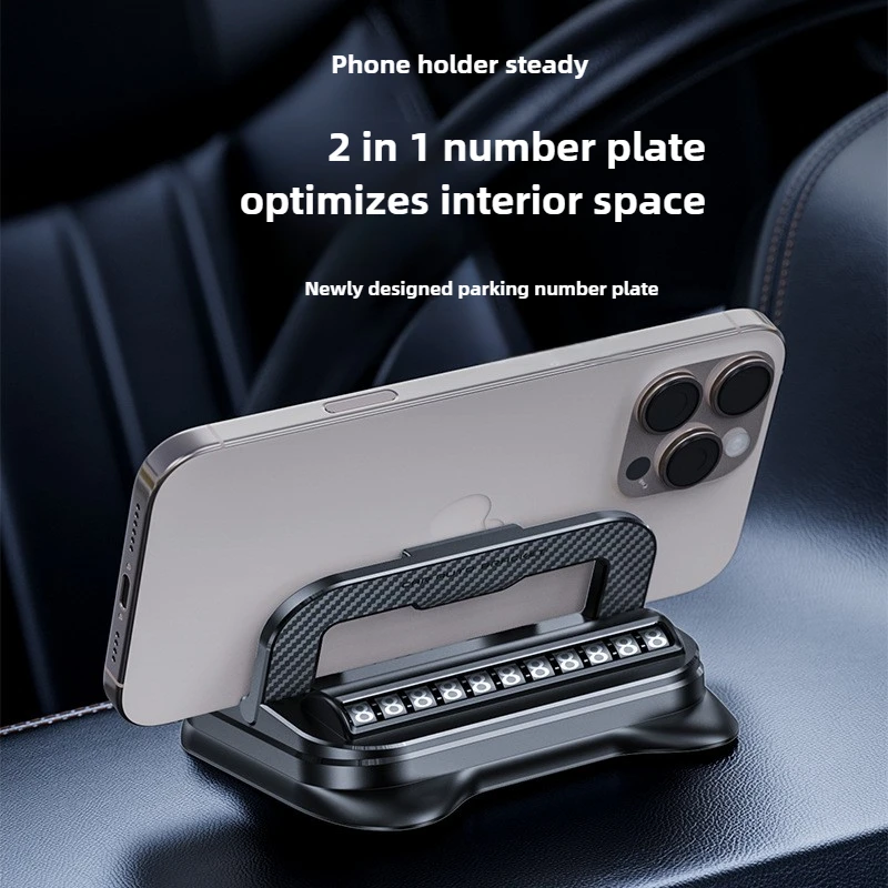 

Car Phone Holder and Number Plate 2in1 Car Dashboard Foldable Mobile Phone Holder Stable and Compact Rotating Car Phone Holder