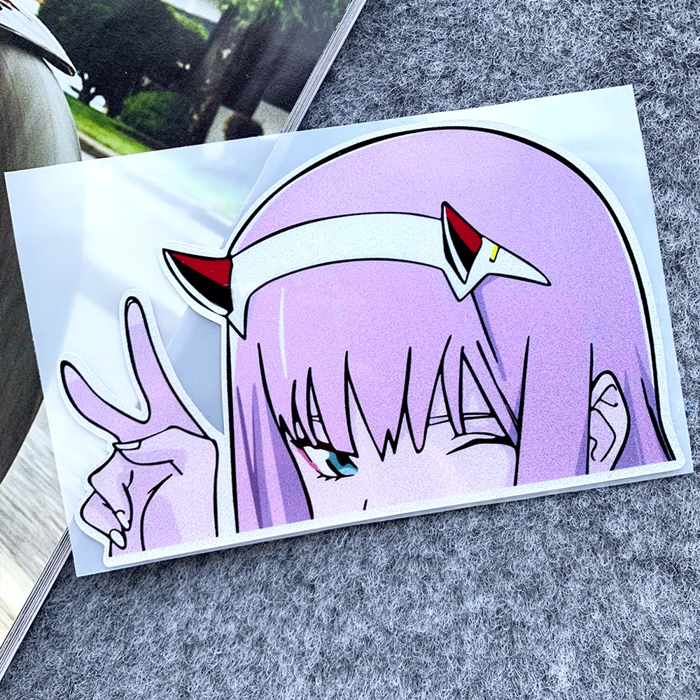 Pegatina de Anime JDM para decoración de coche, pegatina de Ojos de chica rosa, cubierta de tanque de combustible, parachoques de carrocería de