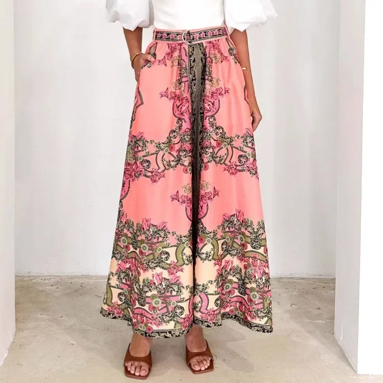 

Women's Dress Skirt 2025 Spring/Summer New Fashion Printed Half-Length Skirt Ethnic Style Casual Long Skirt for Women