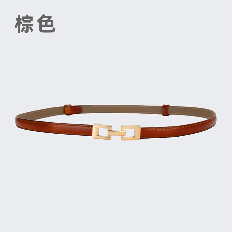Модный регулируемый тонкий ремень с пряжкой из натуральной кожи, новый стиль, украшение с юбкой на талии, универсальный небольшой ремень без дырокола