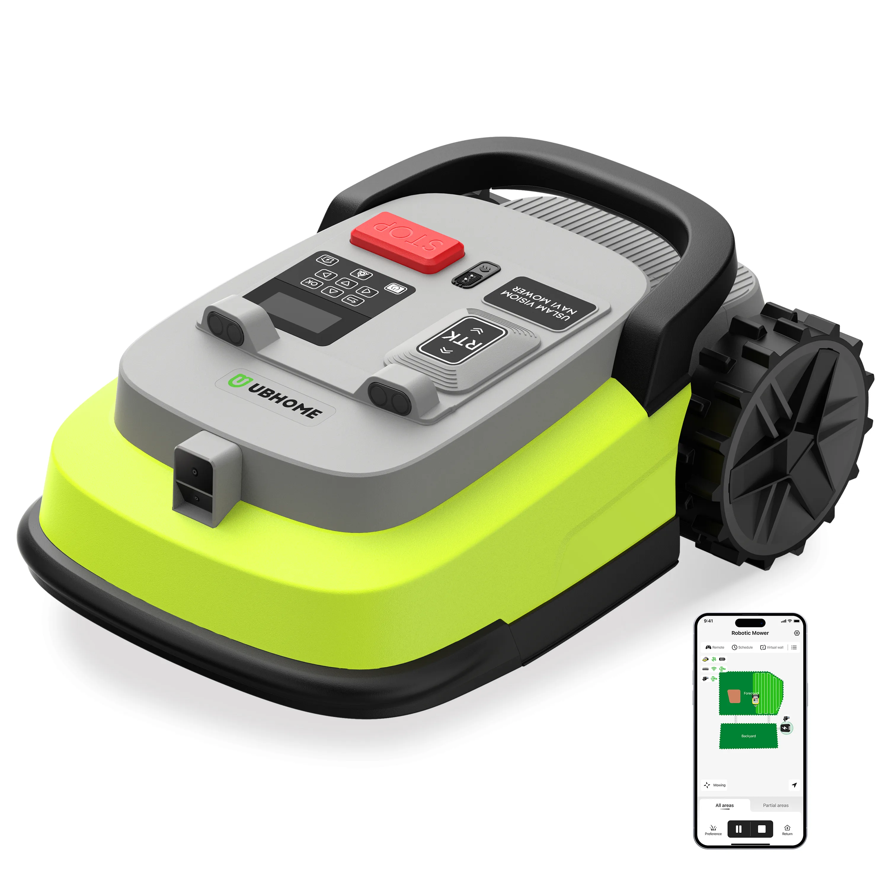 EU Sotcks UBHOME M10 Wireless Robot Lawn Mower, 1000m² ,with Full Frequency Band RTK+AI Vision And App Control Quiet Lawnmower