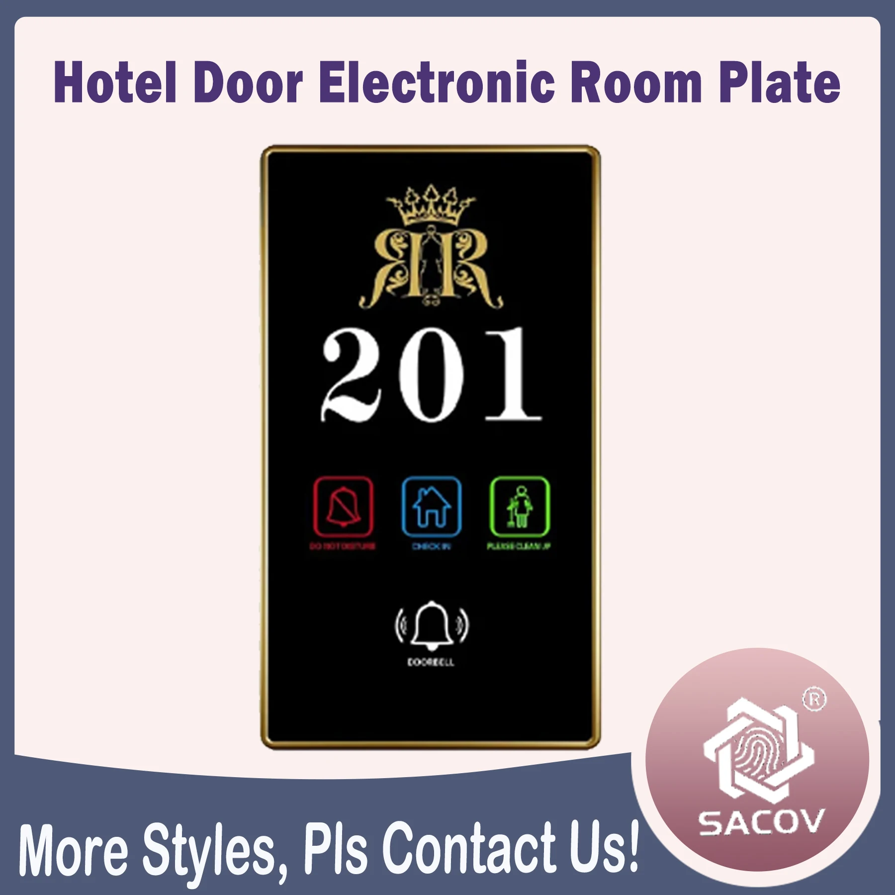 

Customized Hotel Guest Room LED Touch Doorbell and Doorplate Room door numbers Digital Signage Displays Bell Door 220V 110V