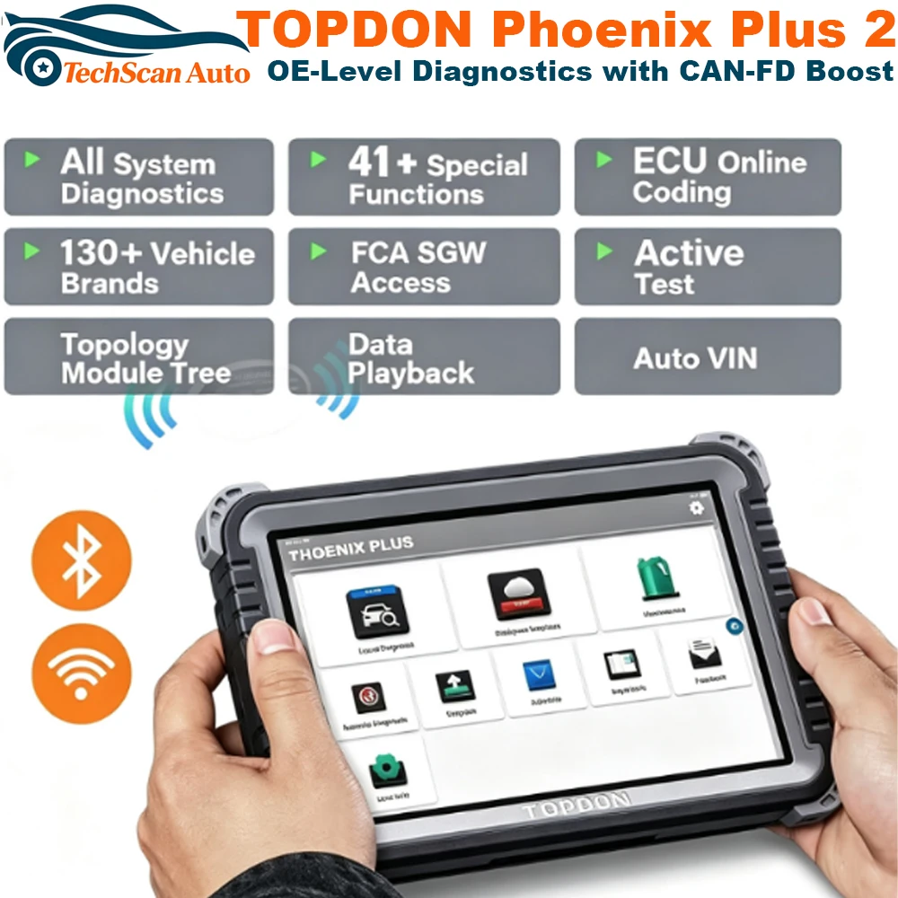 TOPDON Phoenix Plus 2 Full System Car Diagnostic Tool Support 41+ Comprehensive Maintenance Functions Automotive Scanner Tools