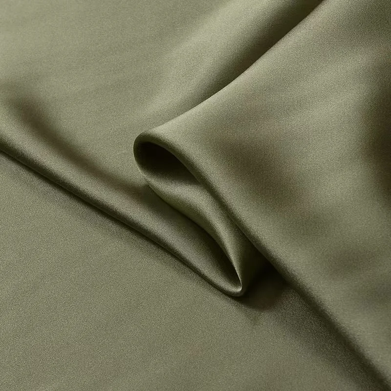 HYSK 100% Pure Silk Satin Fabric Natural Brown caramel army green Organic Genuine charmeuse Duchess by Meter for gown pajamas