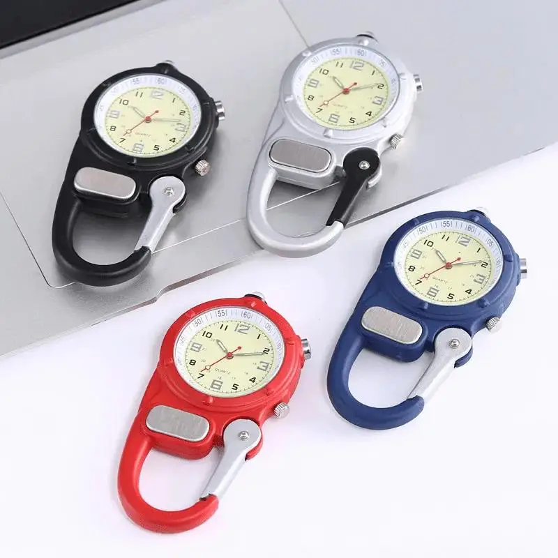 Carabiner Clip Watch LED Light Fob Nurse Watch Climbing Mountaineering Outdoor Sports Watches Portable Pocket Clock Dropshipping