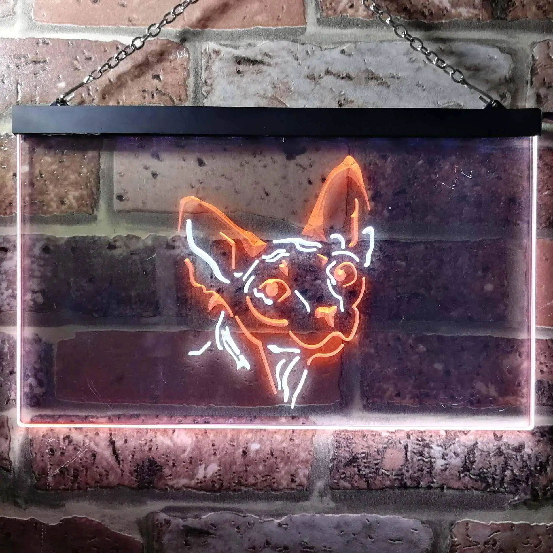 Sphynx Canadian Hairless Cat Dual Color Led Neon Sign st6-i0988