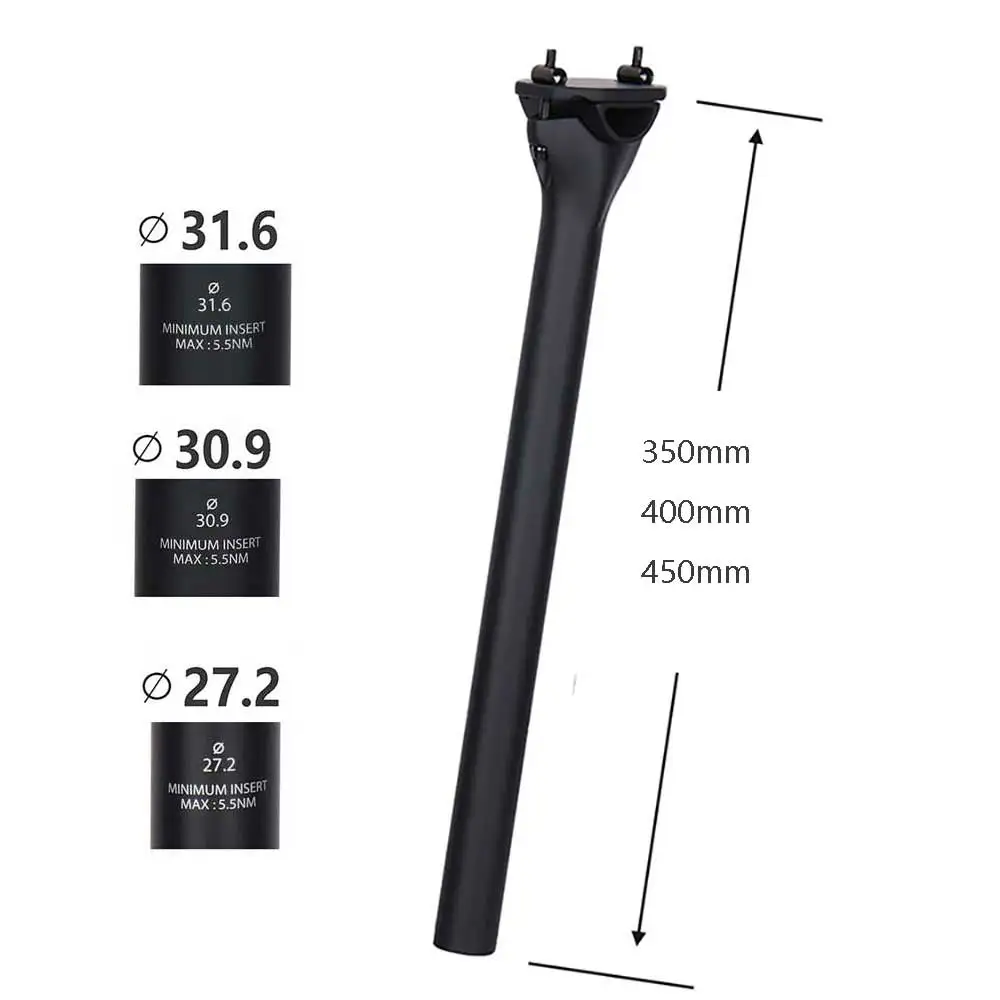 ELITA ONE MTB Carbon Fiber Seat Post 27.2/30.9/31.6mm Mountain/Road Bike Seatpost UD Matte 300-450mm