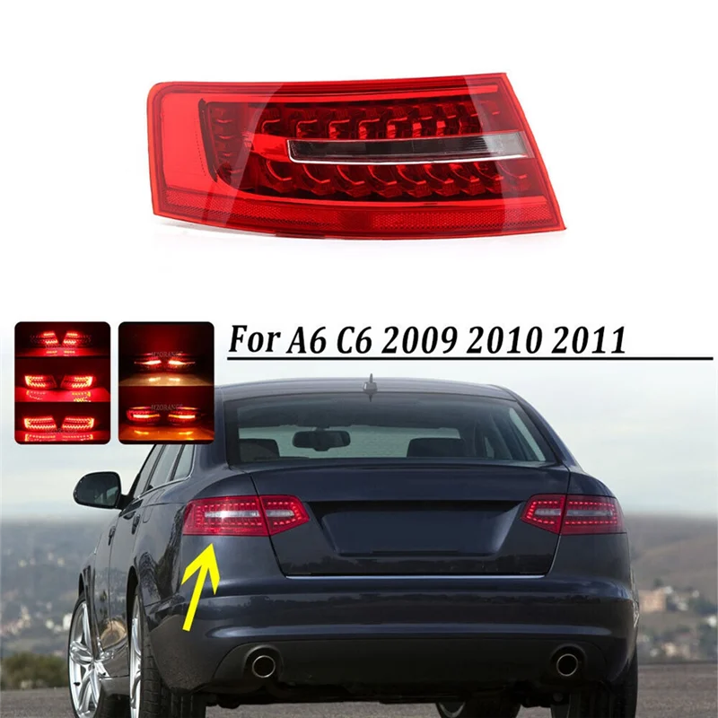 1 قطعة اليمين الخارجي مصباح ليد خلفي أجزاء اكسسوارات ل A6 C6 سيدان 2009 2010-2011 الفرامل الخلفية وقف مصباح 4FD945096B #4