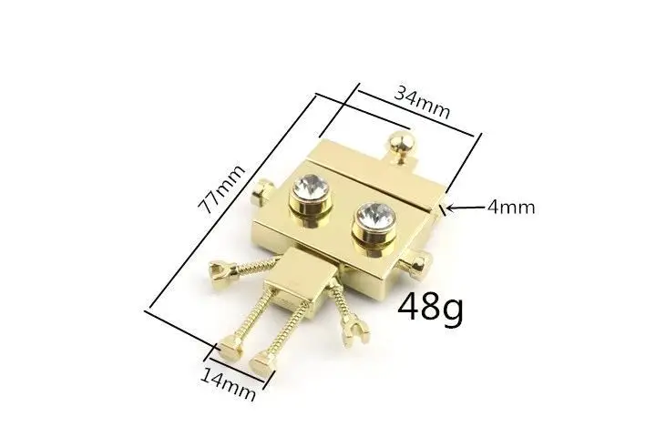 Robot Shape Metal Bag Lock DIY Push Button Purse Lock Hardware Accessories