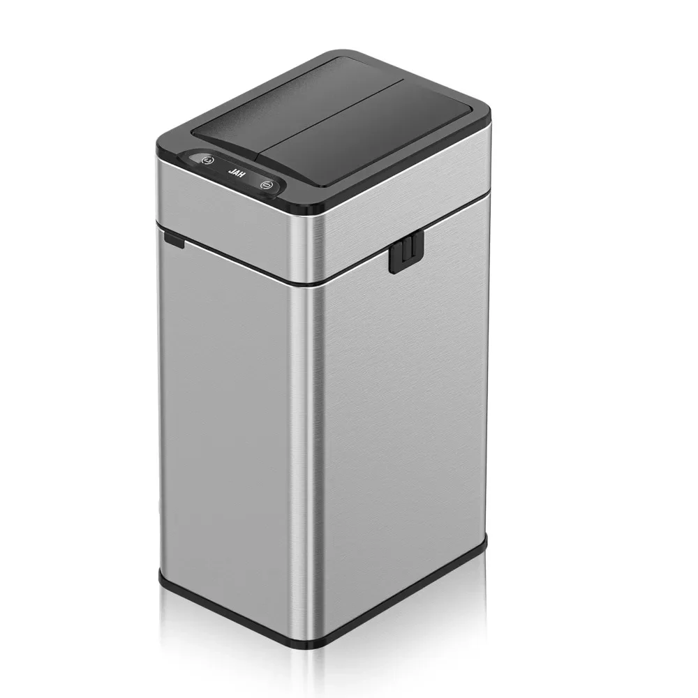 

30 liter/7.93 gallon silver stainless steel motion sensor trash can, suitable for living room, bedroom, kitchen