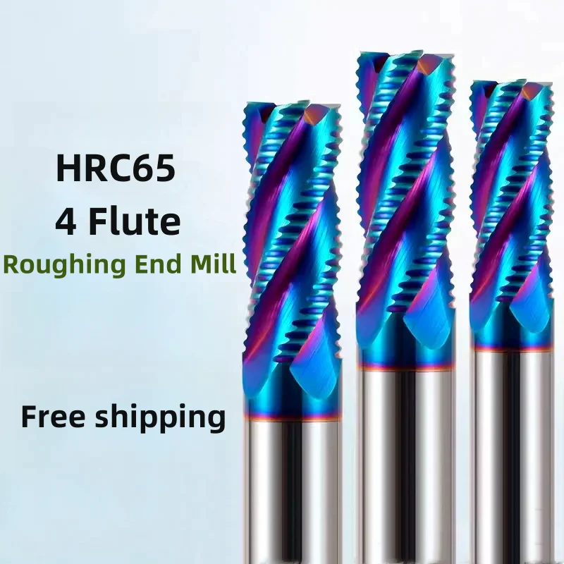 HRC65 4 Flutes Roughing Milling Cutter for Steel Tungsten Carbide End Mill 10x25x10x75 8x20x8x60 12x45x12x100 6x15x6x50