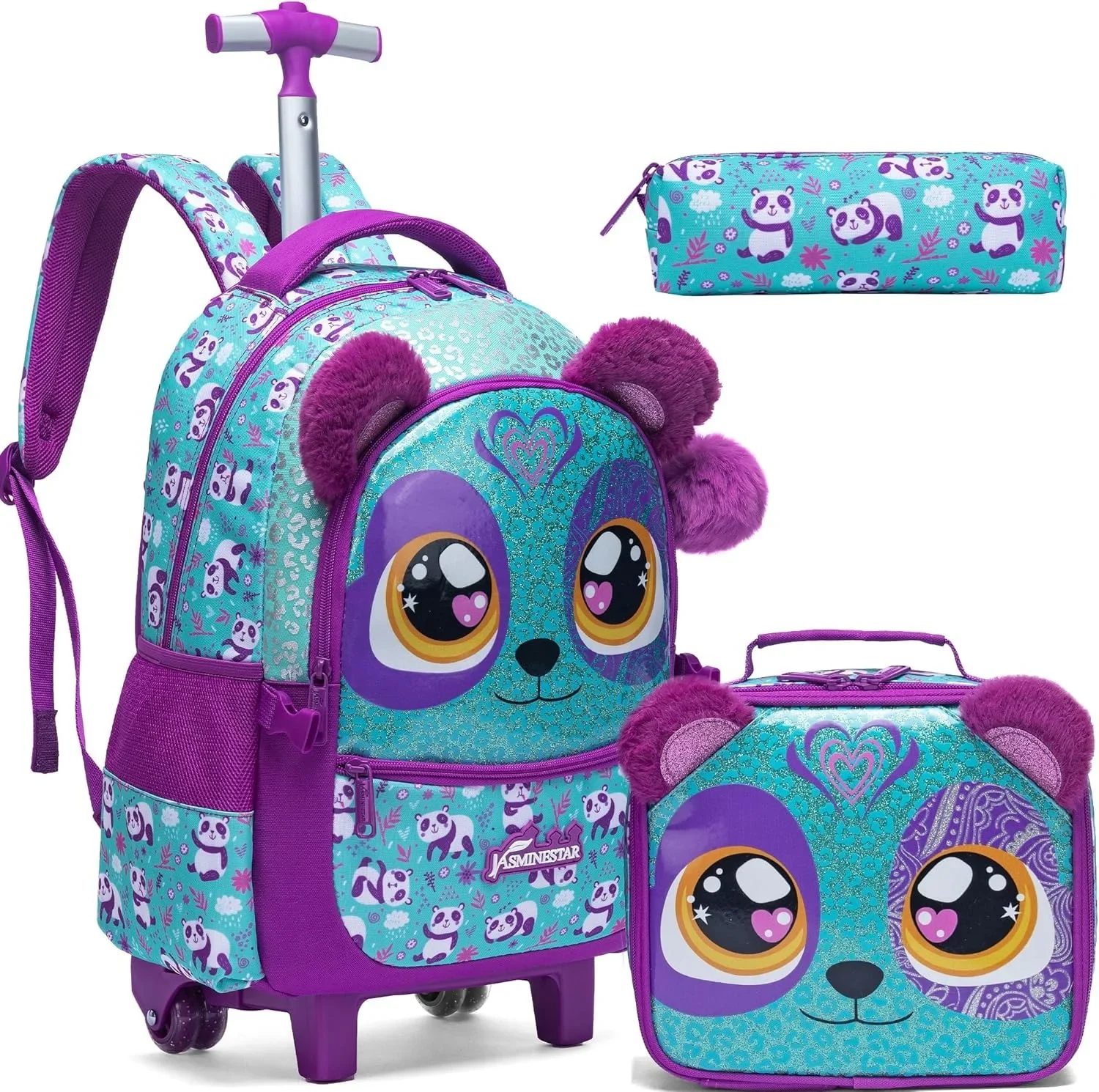 

Rolling Backpack for Girls Backpacks with Wheels for Elementary Students Kids 2 in 1 Travel Luggage Carry on Suitcase for Girls