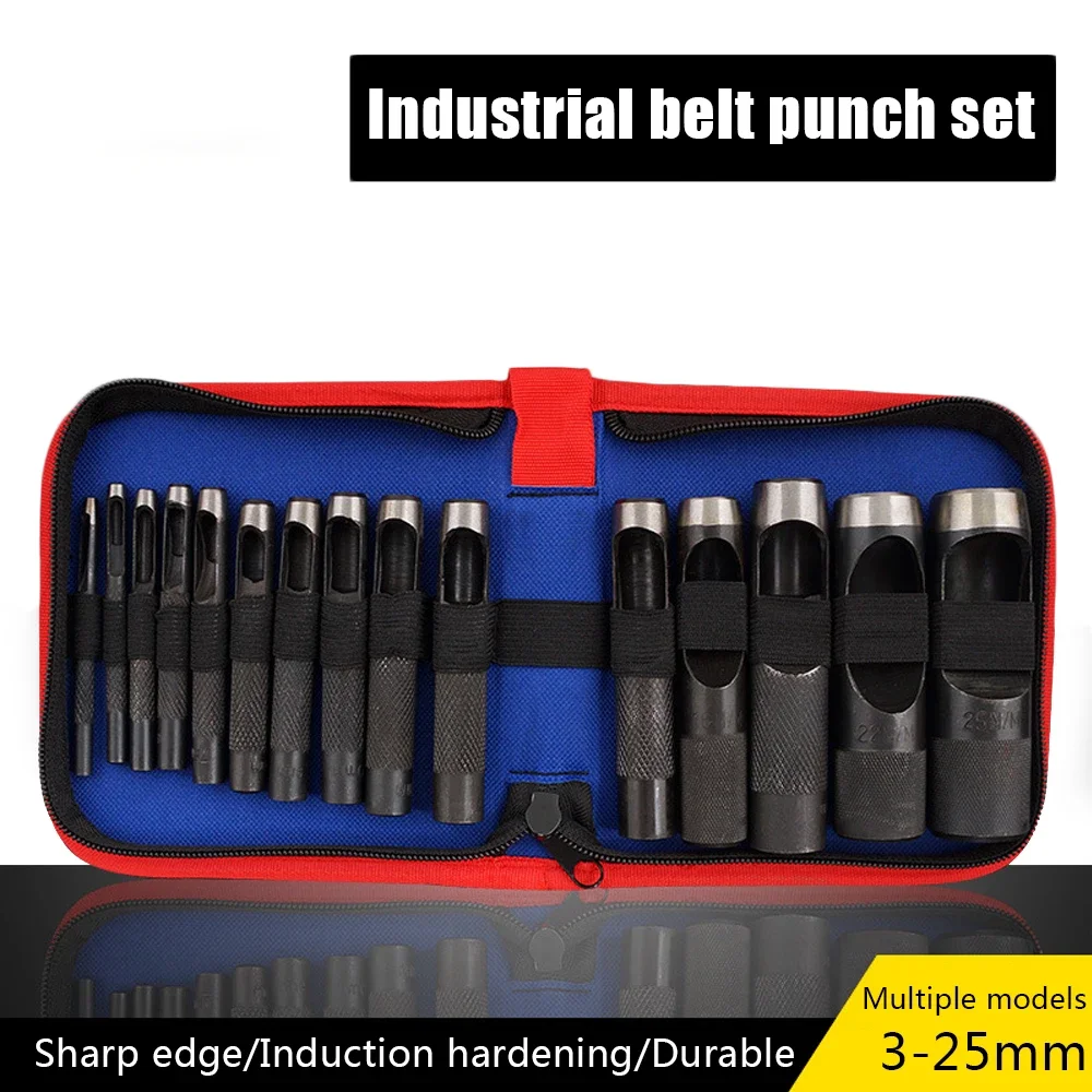 Belt Punch Set Punch Leather Puncher Hollow Punch Punch Belt Punch Oxford Cloth Bag Round Punch Set Leather Tools Leather Tools