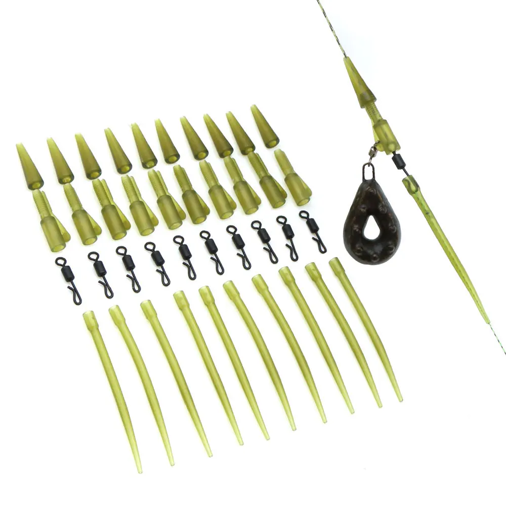 10 Set Carp Fishing Accessories Helicopter Rig Fishing Tackle Kit Anti-tangle Sleeve QC Fishing Swivels For Carp Coarse Fishing