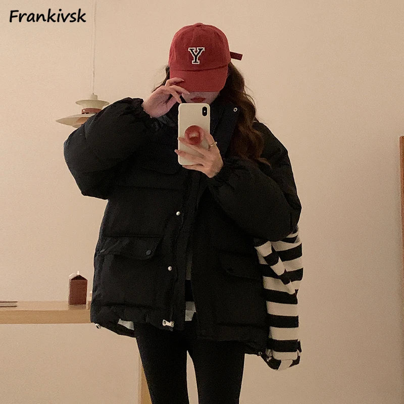 Parkas Frauen Baggy Kapuze All-Match koreanischen Stil warme Mode Persönlichkeit Langarm High Street Office Lady Kleidung Winter