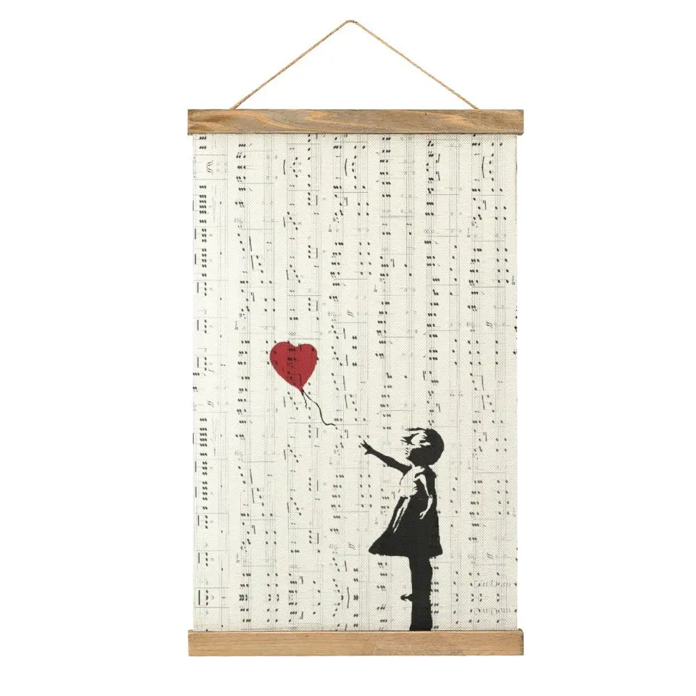 

Novelty Girl With A Red Balloon Canvas Hanging Picture Craft Decoration Funny Novelty Bar Painting Style Hang Pictures