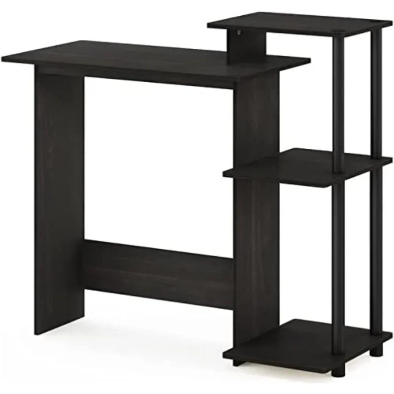 Efficient Home Laptop Notebook Computer Desk with Square Shelves, Espresso/Black