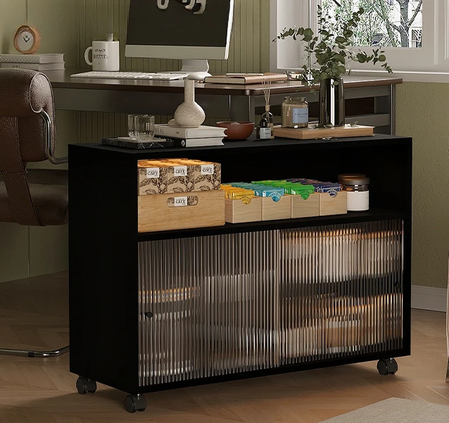 

Dormitory double-layer acrylic storage cabinet removable wheeled office trolley