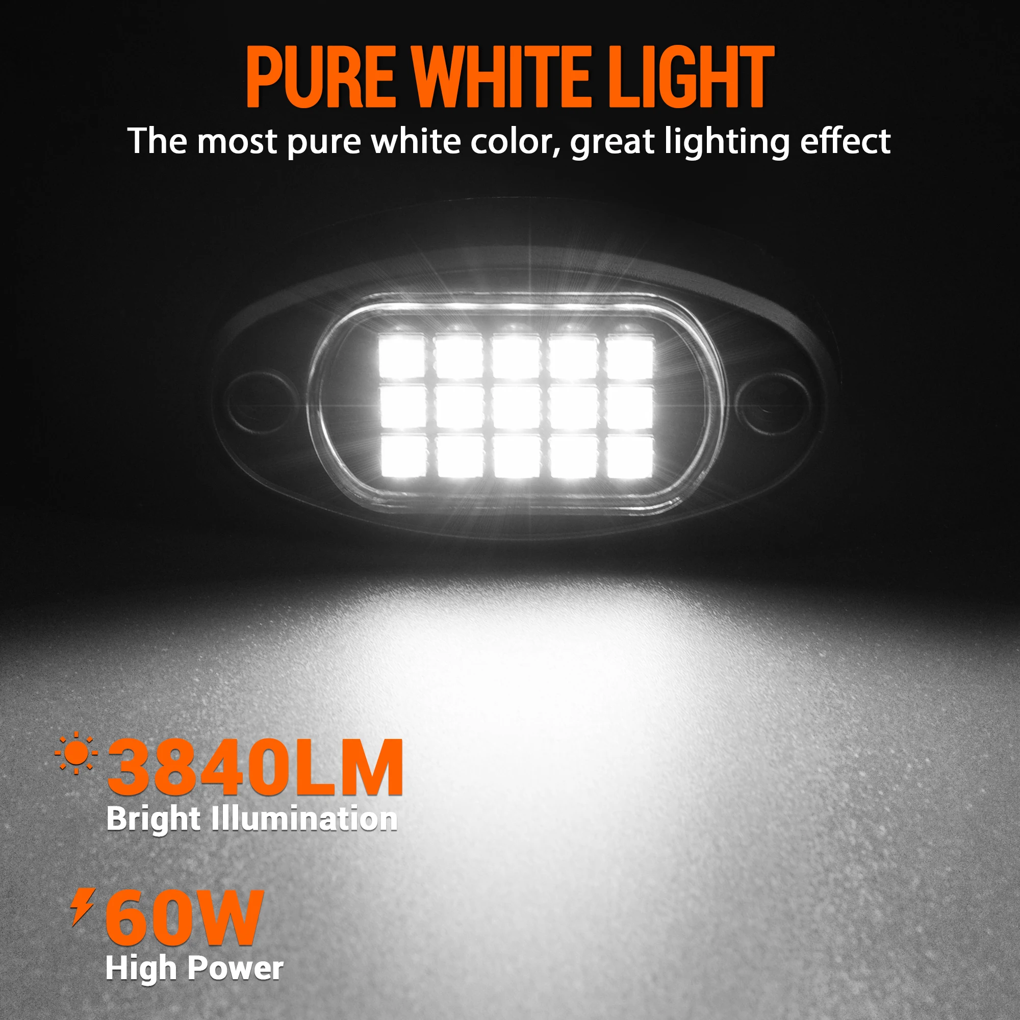 MICTUNING 8/12 Pods Pure White LED Rock Lights,Waterproof LED Underglow Light,Underbody Glow Lamp for Car Truck ATV UTV SUV