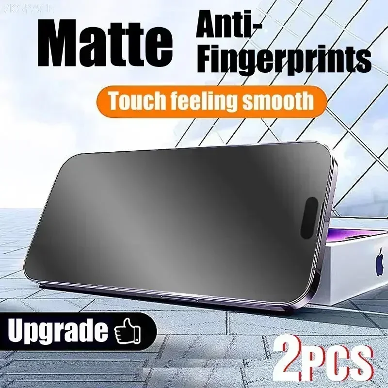 2Pcs Matte Anti Blue Ray Tempered Glass for iPhone 16 15 14 13 12 mini 11 Pro XS Max X XR 6 7 8 Plus SE Frosted Screen Protector