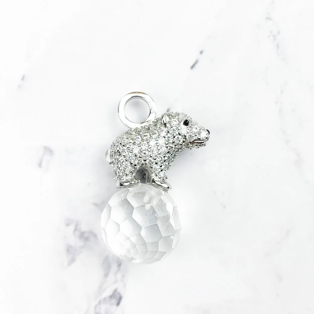 Pendant Polar Bear Stand In Ice 925 Sterling Silver White Zirconia Fine Jewelry Accessories Fit Necklace Trendy Romantic Gift