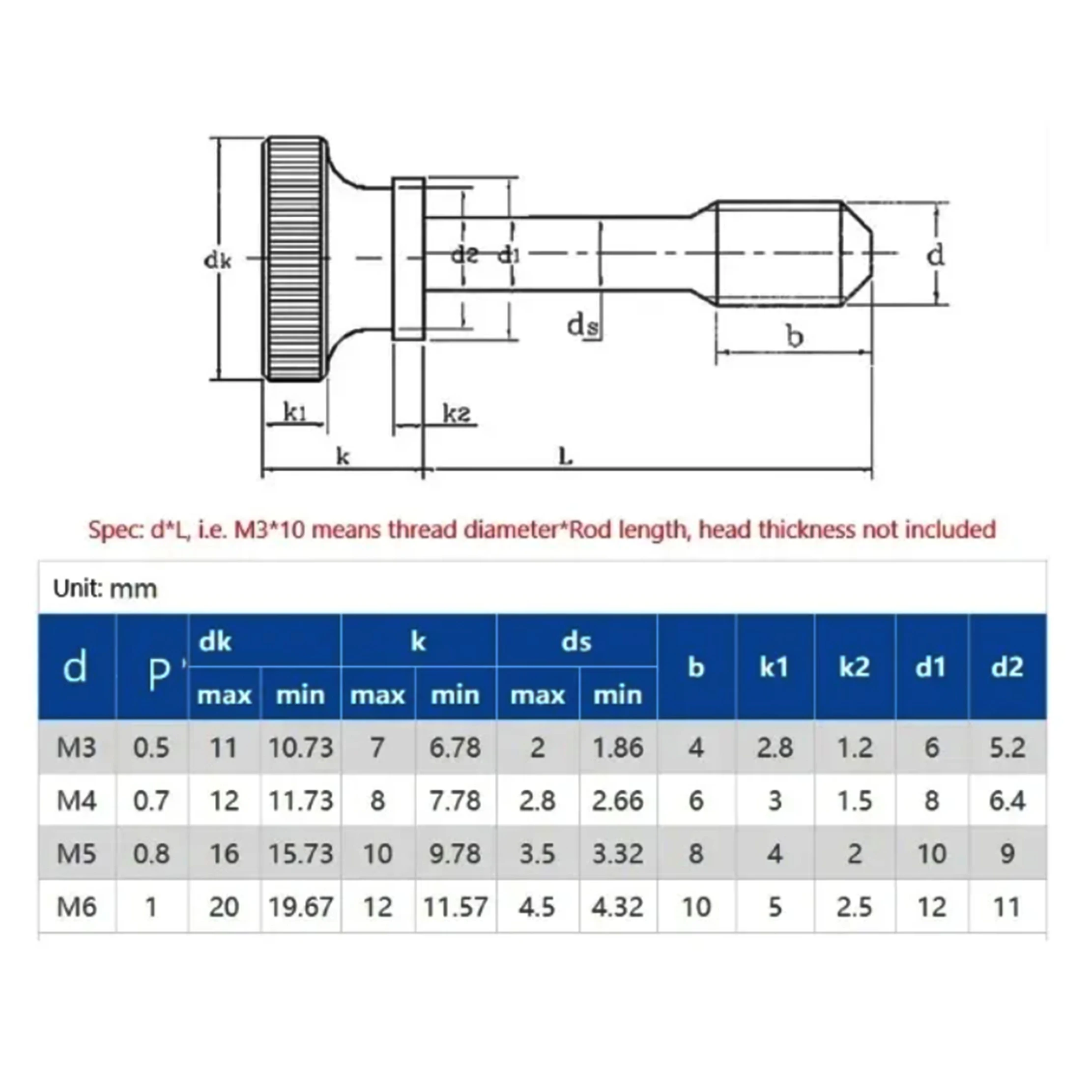 GB834 M3 M4 M5 M6 M8 304 Stainless Steel Knurled Non-Loosening Screws Hand-Tightened Anti-Loosening Design