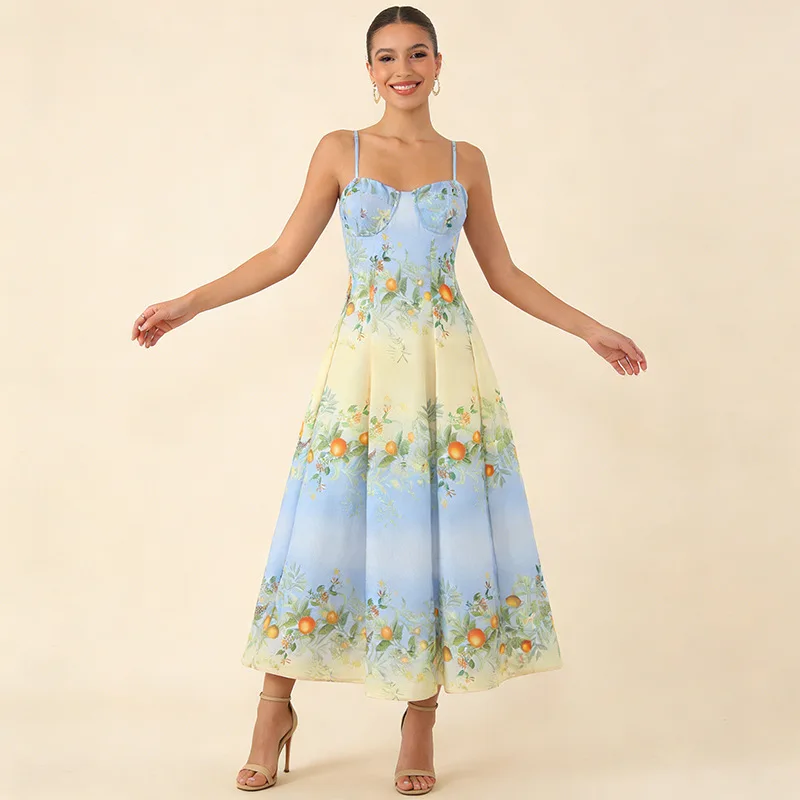 فستان حفلات الشاطئ بوهو صيفي كاجوال مثير بدون أكمام بحزام للنساء مطبوع عليه زهور عتيق للعطلات رداء طويل فيستدوس