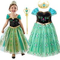 Fancy Frozen Elsa Anna Costume For Kids Cosplay Birthday Party Princess Flower Girls Dresses Carnival Wedding Children Clothing