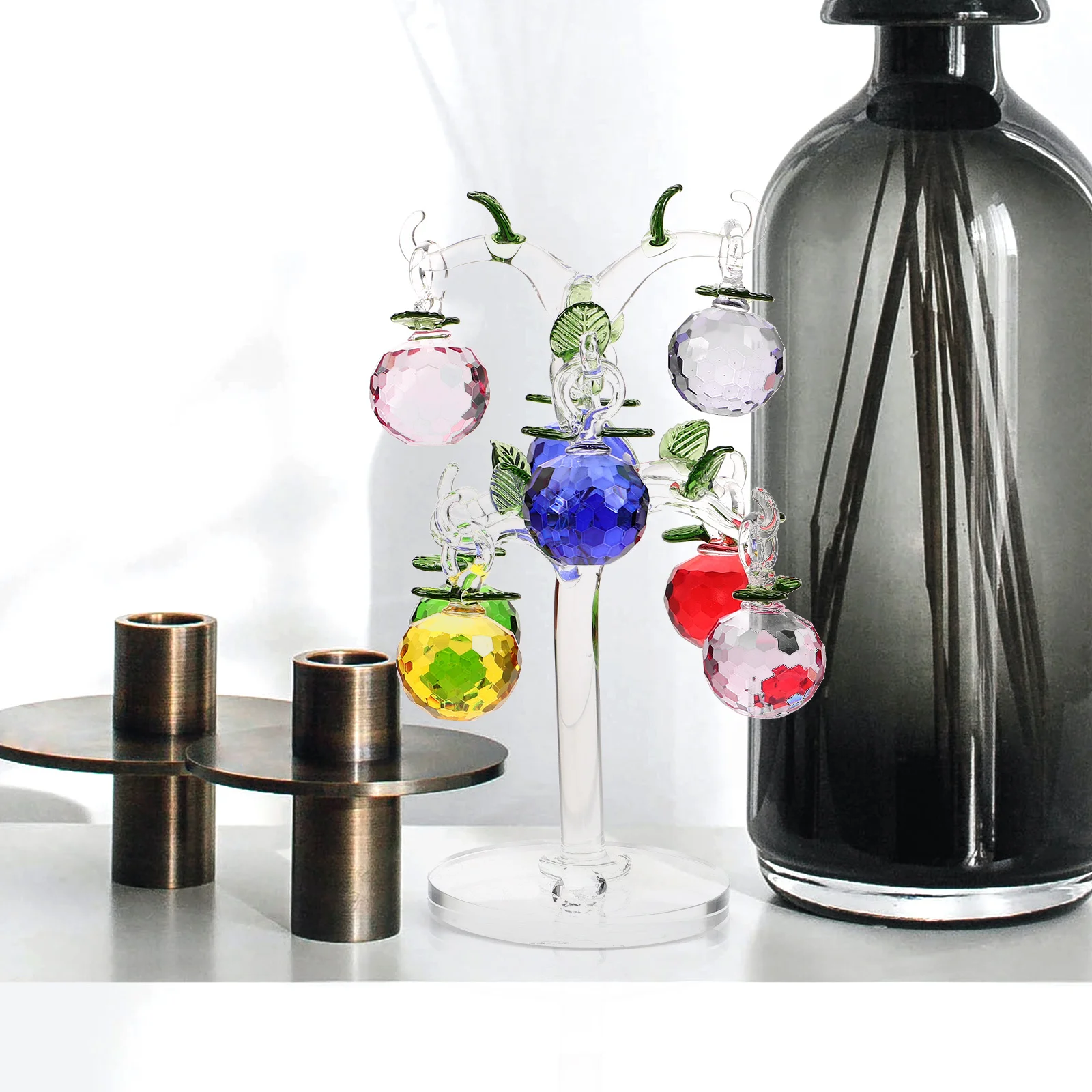 

1Set Crystal Apples Tree Minimalist Design Crystal Desktop Ornament Multifunctional Home Decor Gift Desktop Decor