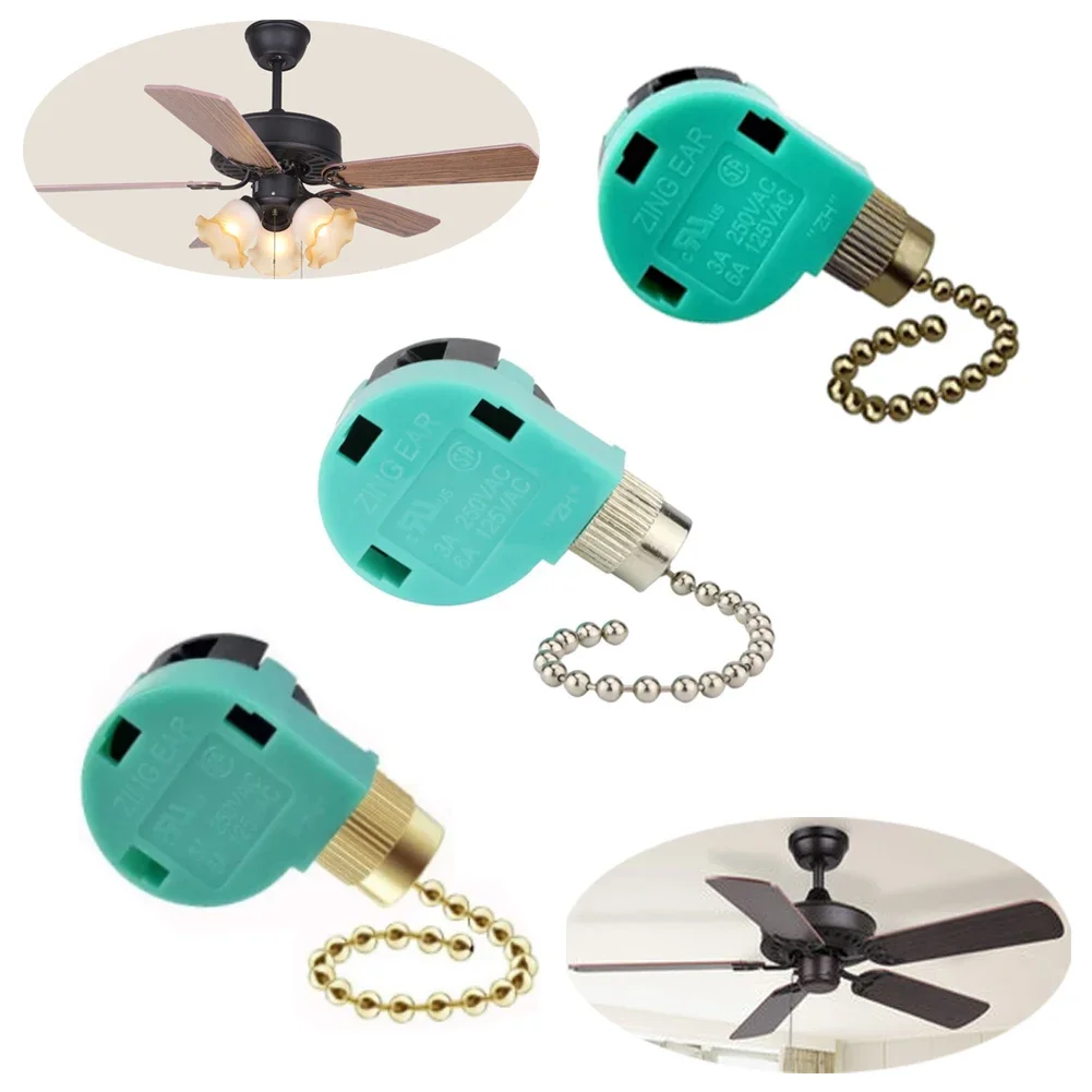 6pcs 125 250V 3 6A Ceiling Fan Speed Control Switch 3 Speed 4 Wire Pull Chain Chandelier Rope Switch