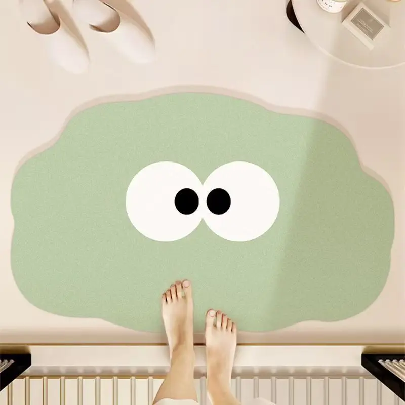 VIKAMA Cute and Fun Big Eyes Cloud Bathroom Carpet Absorbent Anti slip Quick drying Foot Mat Toilet Entrance Door Mat