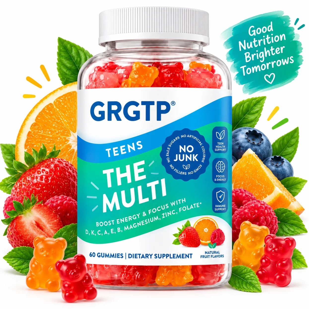Teens the Multi Gummies - Supports Brain and Nervous System Health, Improve Mental Clarity, Focus and Concentration, Immunity