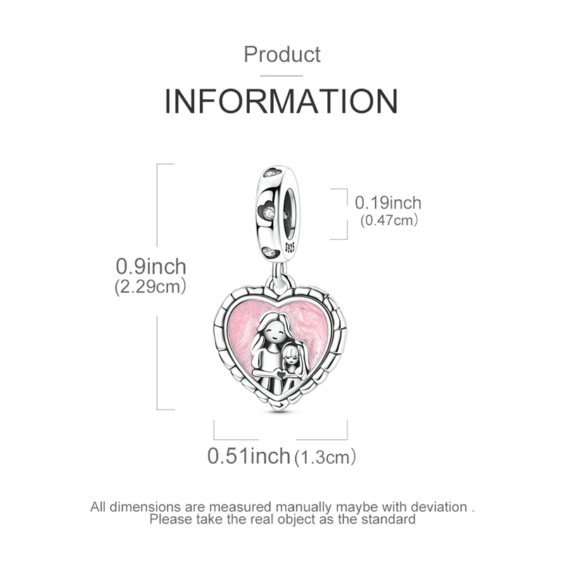 Plated 925 Silver Mother Daughter Heart Dangle Charms Beads Fit Charms Bracelet Family Maternal Love Jewelry Mother's Day Gifts