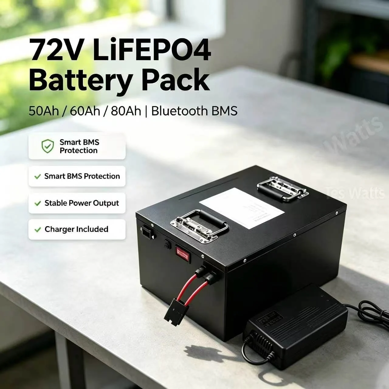 24S 72V 50Ah 60Ah 80Ah lifepo4 lithium battery with 100A Bluetooth BMS for 2000W 3000W 5000W Fahrrad Roller