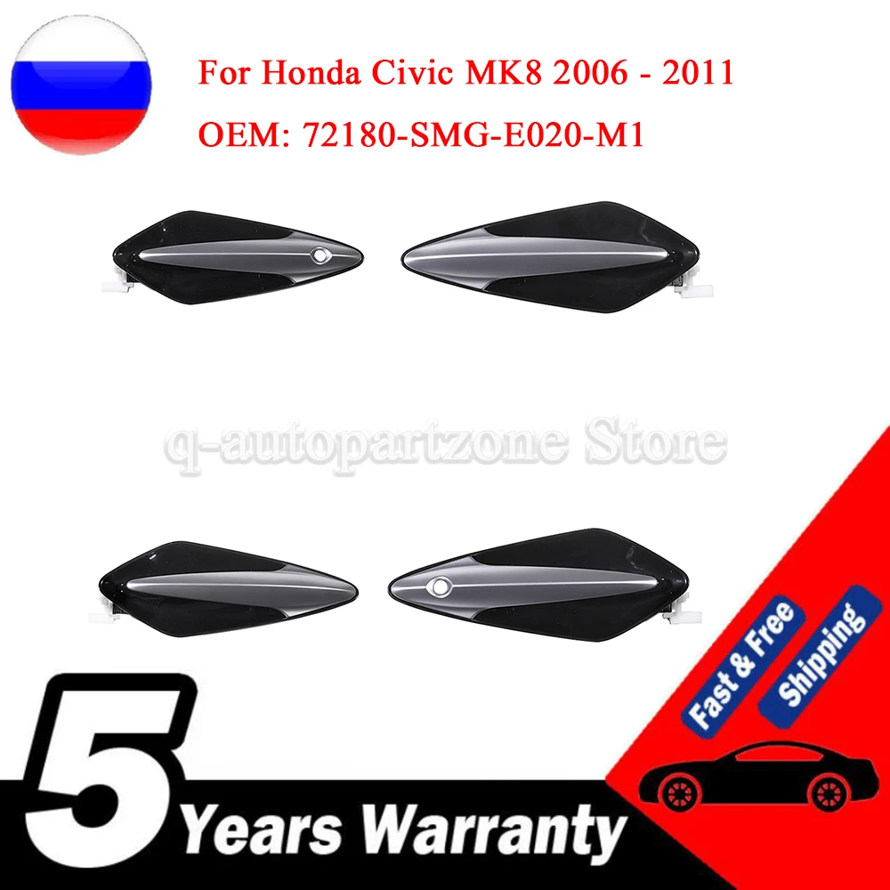 Black Front Right Left Outer Door Handle for Honda Civic MK8 2006 2007 2008 2009 2010 2011 72180-SMG-G04ZD 72140-SMG-G04ZD