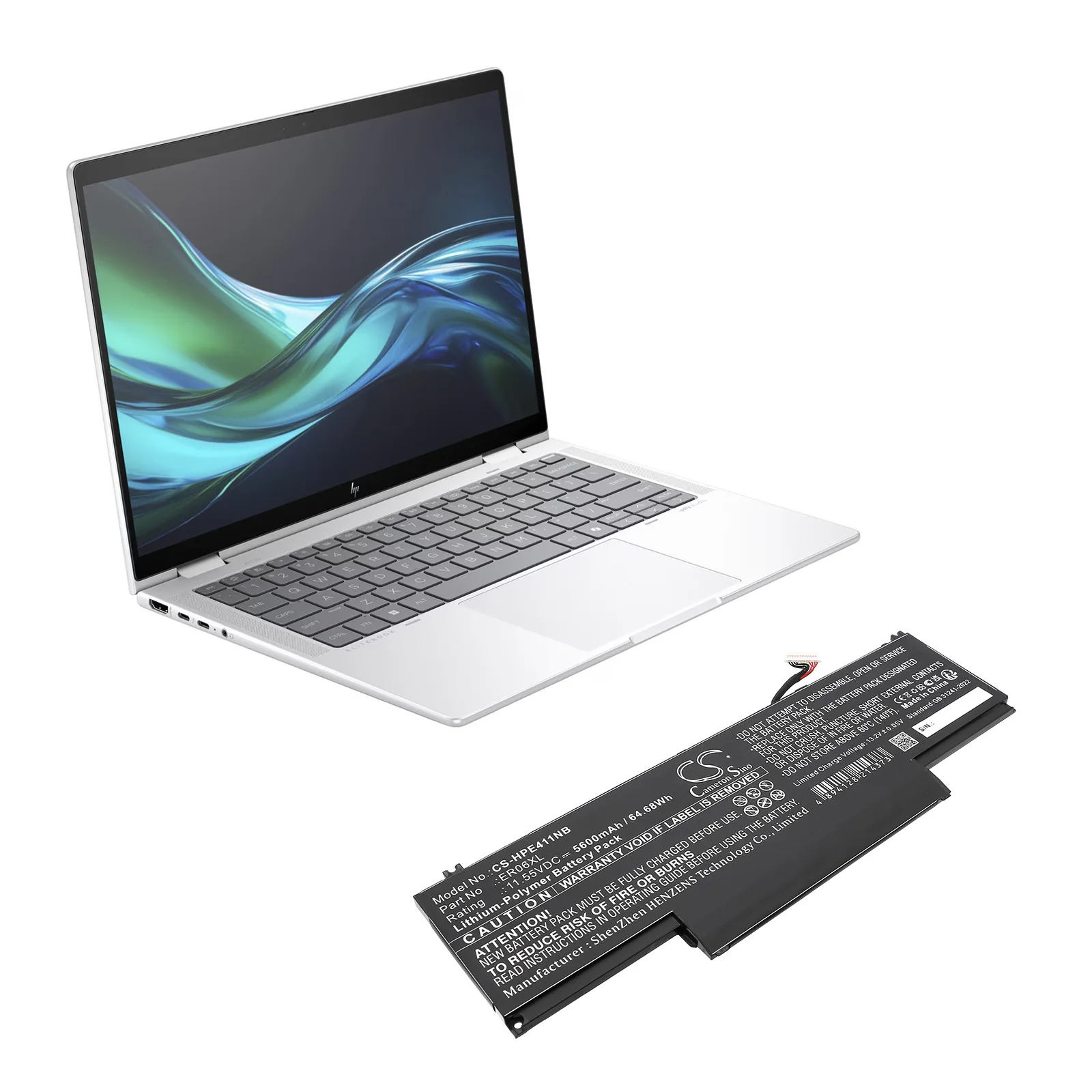 Replacement 11.55V 5600mAh Laptop Battery ER06XL ER06068XL TPN-DB1T HSTNN-OB3I N59734-271 for HP Elite EliteBook x360 1040 G11