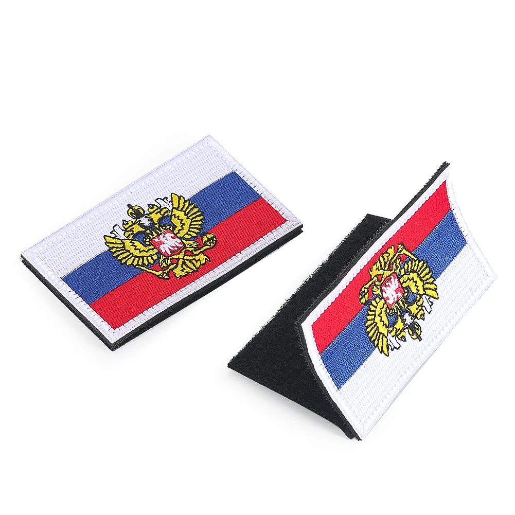 Russian Flag Embroidery Patches Crown Double Headed Eagle Logo Badge Hook and Loop Applique Bag Decor Clothes Sewing Accessories