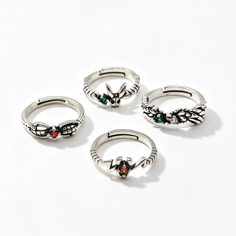 Anime ‌My Hero Midoriya Izuku Bakugou Katsuki Mirko Cosplay Ring Unisex Vintage Punk Rabbit Adjustable Rings Jewelry Accessories