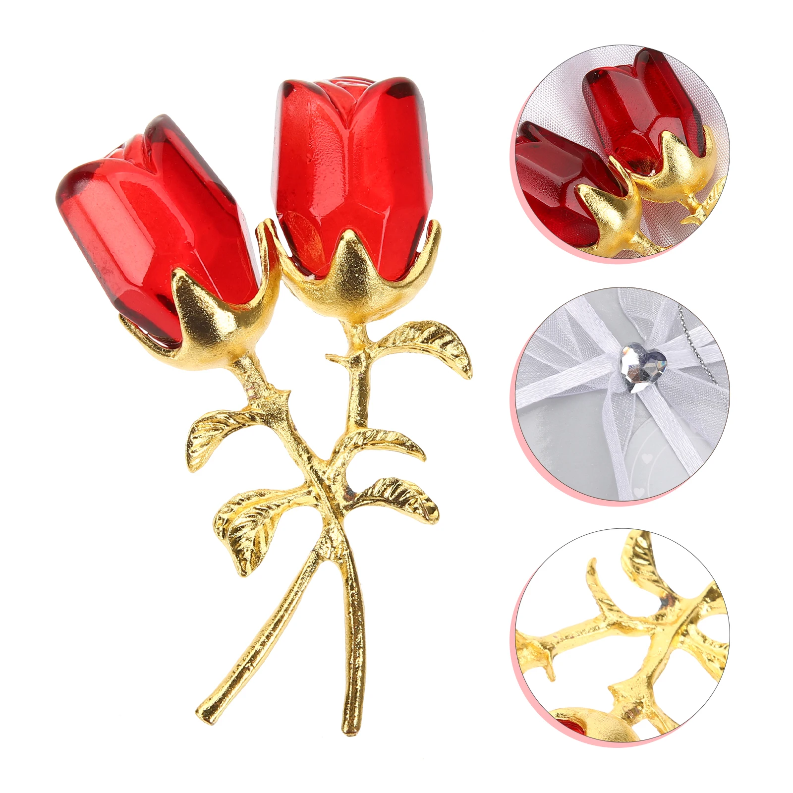 

Crystal Rose Flower Decoration Wedding Valentines Romantic Event Ornament Resin Waterdrop Statue Crystal Decor