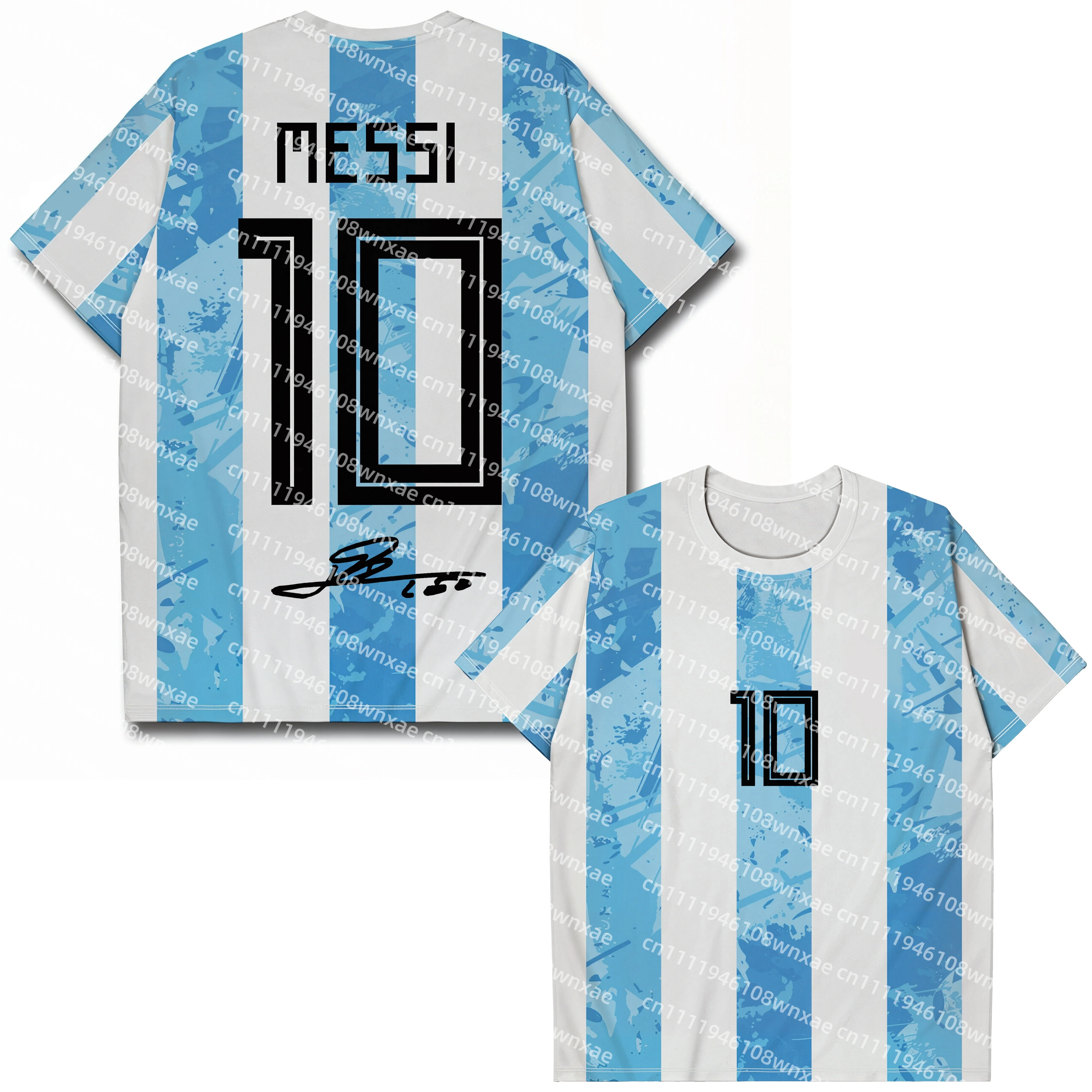 NO.10 Argentina Soccer Quick-drying T-shirt Parent-child Short Sleeve Crewneck Football Player Messi Match Cheer Jersey