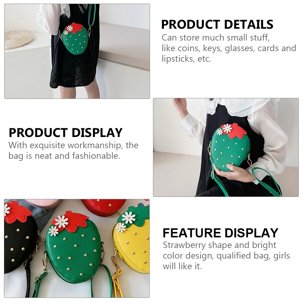 

Strawberry Shaped Coin Purse Single Shoulder Bag for Bright Color Adjustable Strap Travel Gifts Functional Accessories