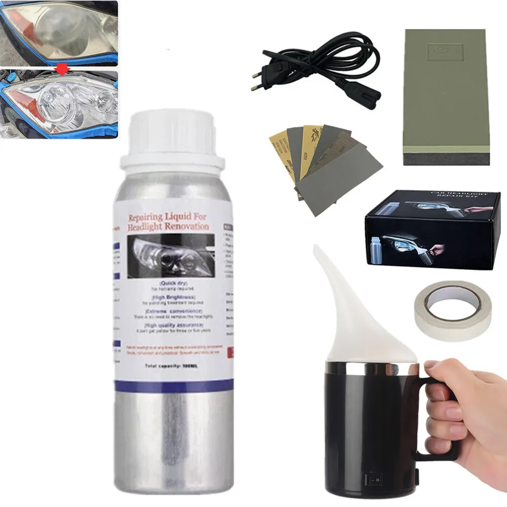 

Car Cleaning Kit Headlights Restoration Chemical Polishing Liquid Evaporator Kit Set Clean Headlights Chemicals Polish Headlight