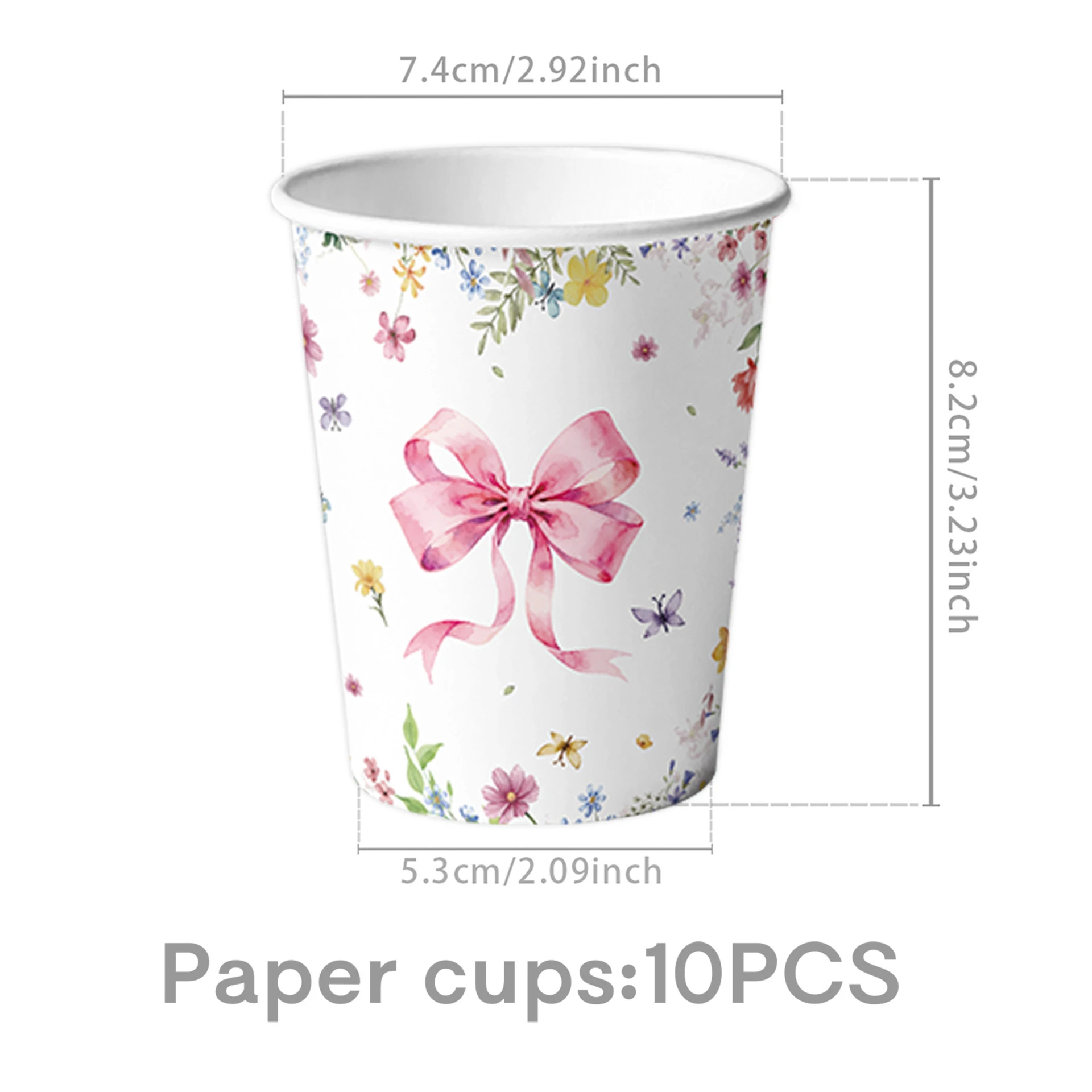 Pink Bow Girls Birthday Decoration Plates Napkins Cups Table Cloth Balloons Banner Cake Decoration Party Supplies Baby Shower view 4