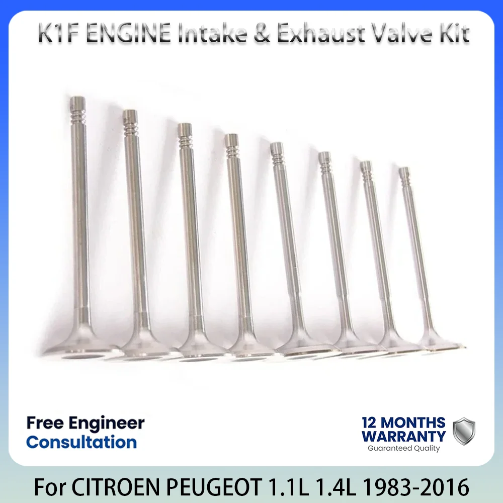 

K1F ENGINE Intake & Exhaust Valve Kit For CITROEN AX BERLINGO BX C15 C2 C3 PEUGEOT 1.1L 1.4L 1.1 1.4 L T L4 GAS 83-16 97531080